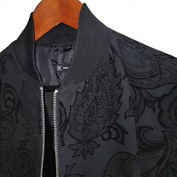 INC Flocked Velvet Bomber Jacket - Picture 2 of 3
